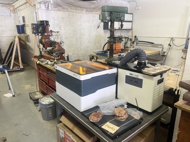Ward's Woodcrafts shop with the new laser engraver set up